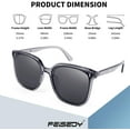thumbnail image 6 of FEISEDY Women Oversized Vintage Polarized Sunglasses Square Cute Trendy Classic Simple Men B2758, 6 of 15