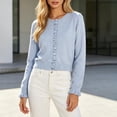 thumbnail image 7 of Vmvidoty 2026 Womens Cropped Cardigan Sweaters Trendy Lightweight Shrugs Button Up Long Sleeve Knit Tops Light Blue S, 7 of 7