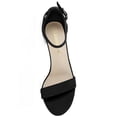 thumbnail image 4 of BLISSFUL STEP Women's Shoes Open Toe Mid Block Heel Ankle Strap Faux Suede Sandals Black 7.5, 4 of 8