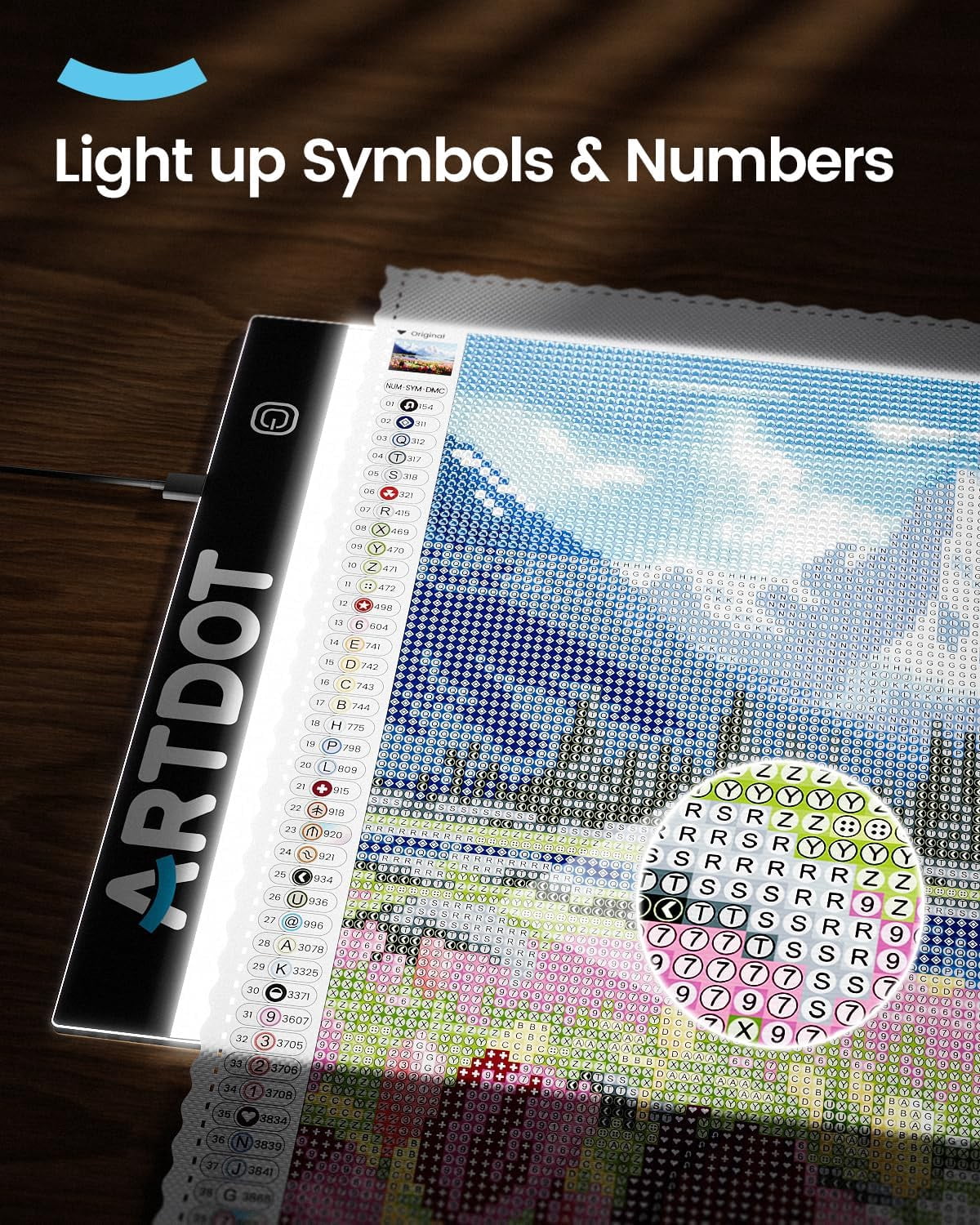 A4 LED Light Pad for Diamond Painting Kits for Adults, USB Powered Adjustable Brightness Diamond Art Light Board with Accessories
