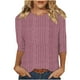 thumbnail image 3 of Sudadera corta,Blusa informal de punto con cuello redondo y mangas 3/4 para mujer, color liso, de imitación de tela, para uso diario y en casa, sopatenor, 3 of 9