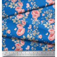 thumbnail image 2 of Soimoi Blue Satin Silk Fabric Leaves,Insect & Floral Artistic Decor Fabric Printed BTY 42 Inch Wide, 2 of 3