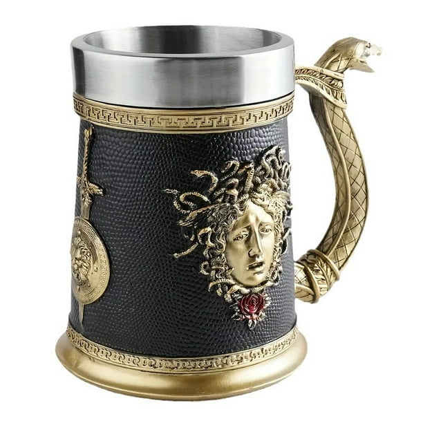 Taza Medusa con mango de serpiente, cerámica, 600 ml, mitología griega