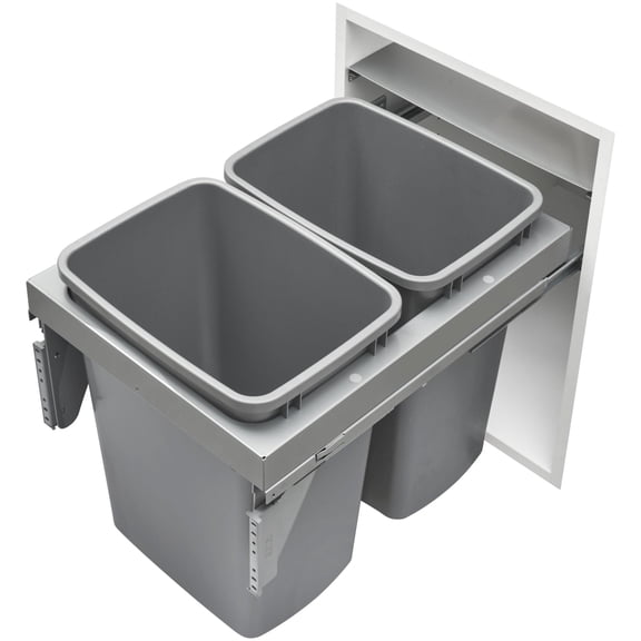 Rev-A-Shelf 53TM-1835GSCDM2-FL Modern 16-1/4"W Steel Top Mount Pull Out Double 35 Qt /