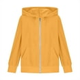 thumbnail image 7 of Girls' Corduroy Jackets with Pockets Long Sleeve Full-Zip Up Hoodie Sweatshirt Coat Kids Hooded Outerwear (14-15 Years, Yellow), 7 of 7