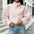 thumbnail image 5 of QIYAGBSA Cropped Puffer Jackets for Women Polka Dot Stand Collar Full Zip Long Sleeve with Pockets Drawstring Hem for Fall Weekend and Outdoor Walks, 5 of 8