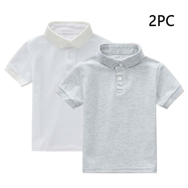 YUNAFFT Polos pour Enfants Été Décontracté Couleur Unie Manches Courtes Col Rond Lot de 2 Style Décontracté de Tous les Jours