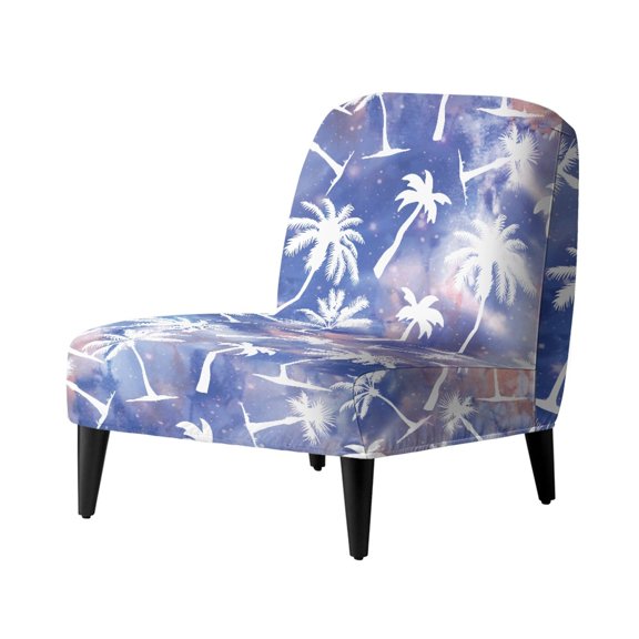 HELLHERO Non Slip Armless Accent Chair Cover Stain Protection Elastic Armless Chair Slipcover for Hotel, Tie Dye Palm Print