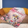 thumbnail image 4 of Hello Valentine’s Day Shiba Inu Flower Crown Romantic Pink Floral Cozy Fleece Blanket Shibas Dog Lovers Gifts Idea Warm Soft Throw Blanket - 00031, 4 of 5