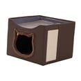 thumbnail image 3 of Cama de gato plegable para múltiples pequeñas mascotas gatito gatito anti -scratch cueva lavable Marrón, 3 of 8