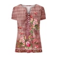 thumbnail image 3 of Womens 3/4 Length Sleeve Tops Crewneck Casual Plus Size Summer Shirts Loose Fit Three Quarter Sleeve Blouses, 3 of 5