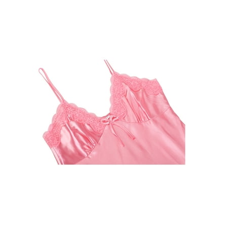 lace sleepwear nightgown xxl pajama slip satin trim pink sexy dress