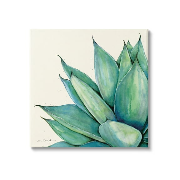 Stupell Green Aloe Plant Succulent Botanical & Floral Painting Gallery Wrapped Canvas Print Wall Art