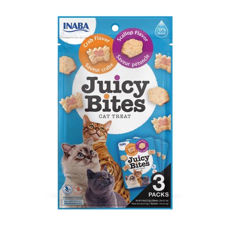 UPC: 0857276007482 | INABA Juicy Bites Grain-Free  Soft  Moist  Chewy Cat Treats with Vitamin E and Green Tea Extract  0.4 Ounces per Pouch  3 Pouches  Scallop and Crab