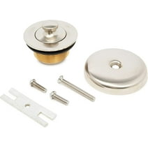 Lift and Turn Bathtub Tub Drain Assembly, Conversion Kit, Trim Waste and Two Hole Overflow Face Plate, All Brass Construction&nbsp;- Brushed Nickel