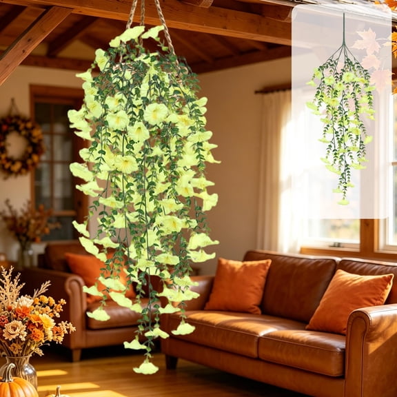 6-Pack Morning Glory Hanging Plants, 30in Artificial Flower Vines for Indoor, Outdoor, Garden, and Porch Decor