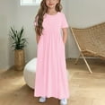 thumbnail image 2 of Mikilon Girls Maxi Dress Short Sleeve Casual Long Dresses with Pockets 6-12 Years, 2 of 6