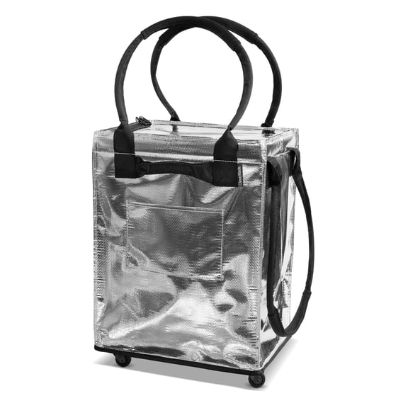 CleverMade Rolling Tote Cart 62L Collapsible Wheeled Bag, Silver