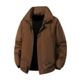 thumbnail image 2 of hlysgo Winter Puffer Jackets for Men no Hood Warm Stand Collar Zip up Windproof Jacket Men's Winter Down Work Coats Thicken Outerwear Coffee L, 2 of 5