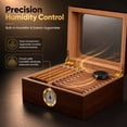thumbnail image 3 of Doulami Handmade Cigar Humidor, featuring Cedar wood desktop box with built-in humidifier and hygrometer, glass top, and capacity for 50 cigars, in brown, 3 of 11