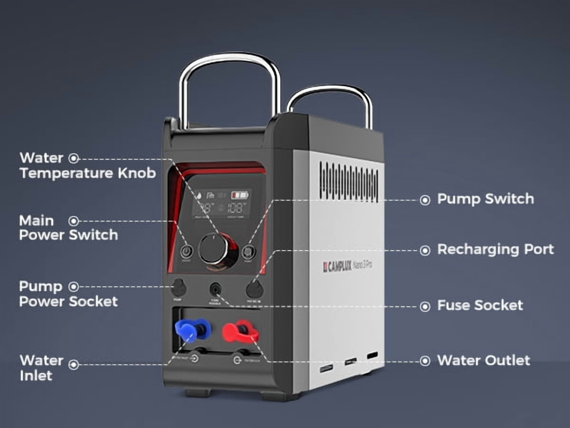 CAMPLUX Nano 3 Pro Portable Propane Tankless Water Heater with 4,000 mAh Lithium-ion Battery