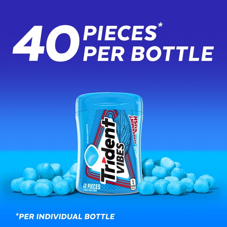 Trident Vibes Sugar Free Gum, Peppermint Rush, Regular Size, 40