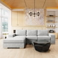 thumbnail image 2 of ZUO Brickell Modern Pine Wood Polyurethane and Polyester Sectional in Light Gray, 2 of 12