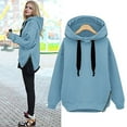 thumbnail image 2 of VSSSJ Womens Hoodies Sweatshirt Crew Neck Loose Long Sleeve Oversized Casual Crew Neck Side Zipper Winter Warm Hooded Pullover Light Blue XXL, 2 of 5
