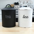 AuldHome Enamelware Black Tea Canister; Large Modern Farmhouse Style