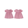 thumbnail image 2 of RUINIXCW Toddler Baby Girl Summer Gingham Plaid Dress Cute Puff Short Sleeve Doll Collar Ruffled Casual A-line Dress Clothes 6 Months to 4 Years, 2 of 9