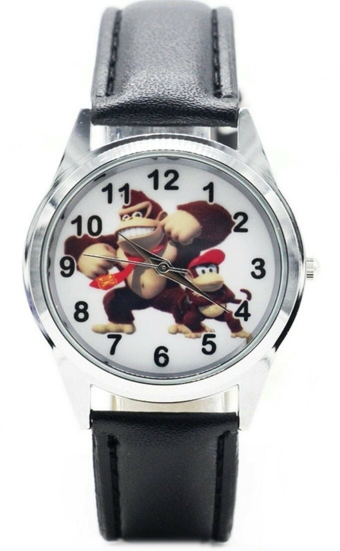 Nintendo Donkey Kong Character Black Leather Band Wrist Watch