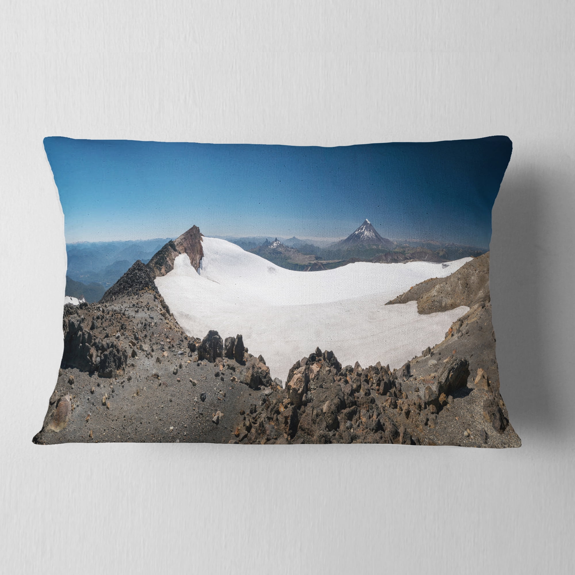 Designart Hiking to Vulkan Quetrupillan - Landscape Printed Throw Pillow - 12x20