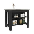 thumbnail image 4 of 27.5Inch Kitchen Island Table with Storage for Home, Kitchen and Dining Room, 2 Shelves, Black&White, 4 of 7