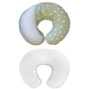 Boppy - Bare Naked Nursing Pillow with Microfiber Slipcover Bundle, Green Dots/Stripes