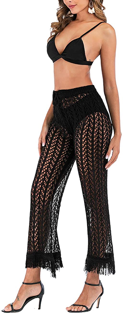Womens Long Lace Crochet Beach Cover Up 