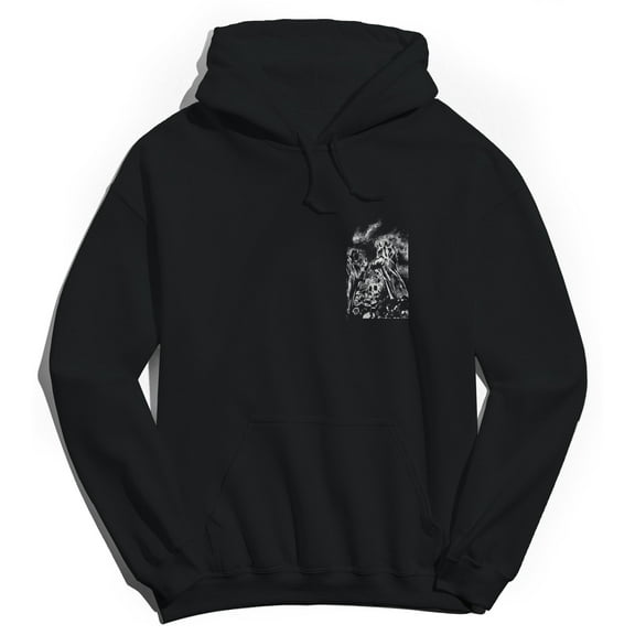 Horror Line Plague of the Zombie FIXED FRONT Graphic Black Men's Cotton Pullover Hoodie