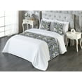 thumbnail image 3 of Tropical Bed Runner Set, Simplistic Leaves Flowers on Dotted Pattern Back Ornament Art, Decorative Bedding Scarf & 2 Pillow Shams for Hotels Homes, Queen, Dark Lavender and Sage Green, by Ambesonne, 3 of 3