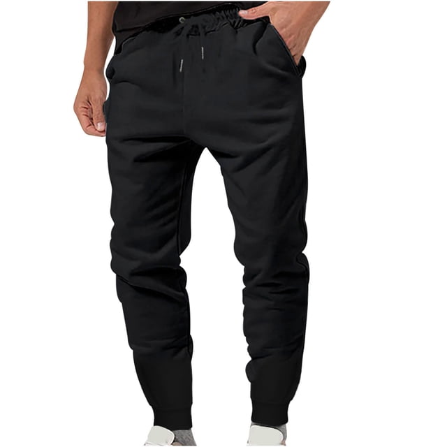Pantalones deportivos holgados de color liso para hombre, de longitud completa, con pliegues y piernas cortas, con cordones y de color liso.