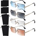 thumbnail image 1 of Paquete de 4 gafas de sol rectangulares sin montura, gafas vintage sin montura, gafas de sol retro, gafas con montura de Metal para hombres y mujeres, 1 of 5