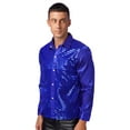 thumbnail image 3 of vastwit Mens 70s Sequins Disco Dance Shirt Long Sleeve Button Down Shirt for Party Club Blue M, 3 of 6