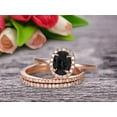 thumbnail image 2 of 3Pcs 2.50 Carat 10k Rose Gold Black Diamond Moissanite Engagement Ring Set Wedding Set Promise Ring for Bride 8x6mm Oval Cut Gemstone Anniversary Ring, 2 of 5