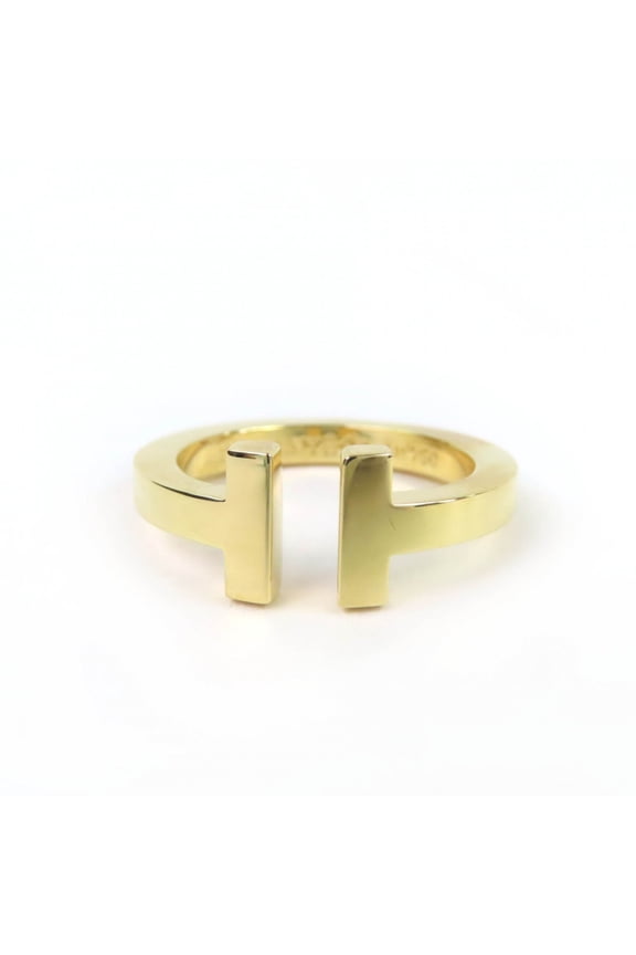 Pre-Owned TIFFANY&Co. Tiffany T Square Ring AU750 (YG) Yellow Gold with Box and Case, Weight...