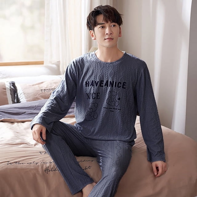 Pantalones de manga larga para hombre, pijamas de algodón, ropa de hogar, primavera y otoño