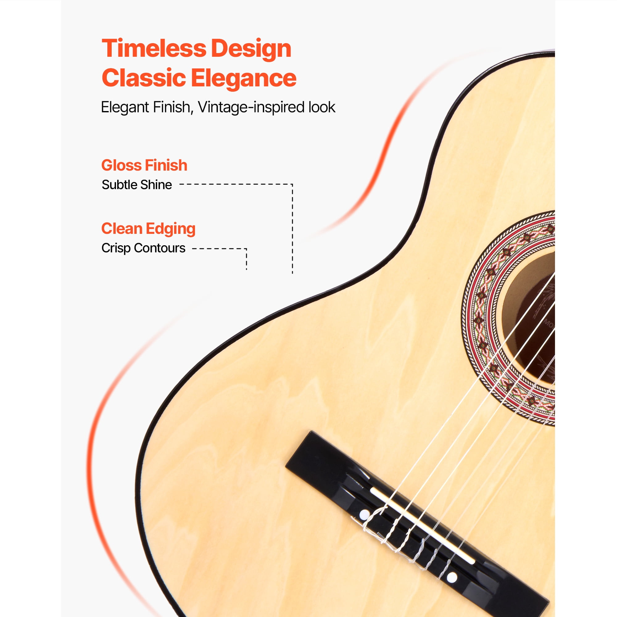 KFFKFF 38-Inch Classical Guitar Starter Kit, Wooden Acoustic Guitar with Nylon Strings, Gig Bag, Strap, Tuner, Extra Strings, Pick, Capo, Ideal for Beginners, Teens, Adults, and Students