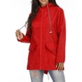 thumbnail image 4 of Veste de Pluie Solide pour Femmes, Grande Taille, à Capuche, Coupe-Vent, Manteau Ample, Anoraks Rouges P, 4 of 7