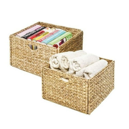 Hyacinth Pack - Seville Classics Hand-Woven Water Hyacinth Storage Baskets, 2-Pack