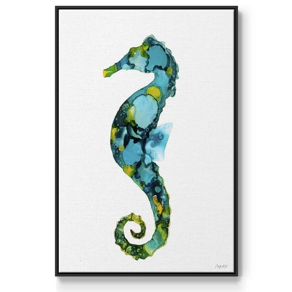 Seahorse Framed Premium Gallery Wrapped Canvas - Ready to Hang - 17 x 25 - Black Floating Frame