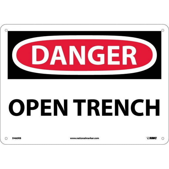 NMC Signs D460Rb, Danger Open Trench Sign, 10 X 14, Rigid Plastic .050
