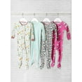 thumbnail image 4 of Little Star Organic Baby & Toddler Girl 2 Pk Footed Full Zip Snug Fit Pajamas, Size 9 Months - 5T, 4 of 7