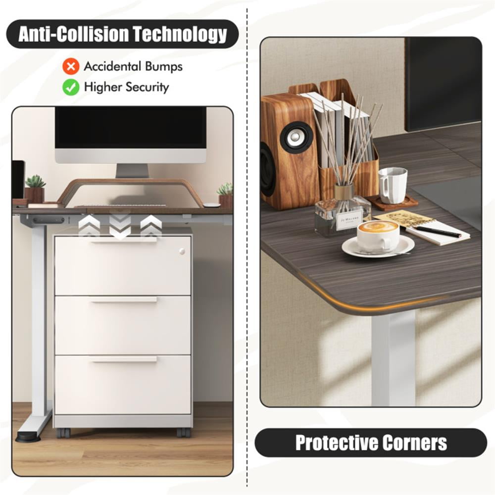 Demi Bonn 55" Electric Height Adjustable Computer Desk with Hook, Small Home Office Desk Study Writing Table, Dark Gray